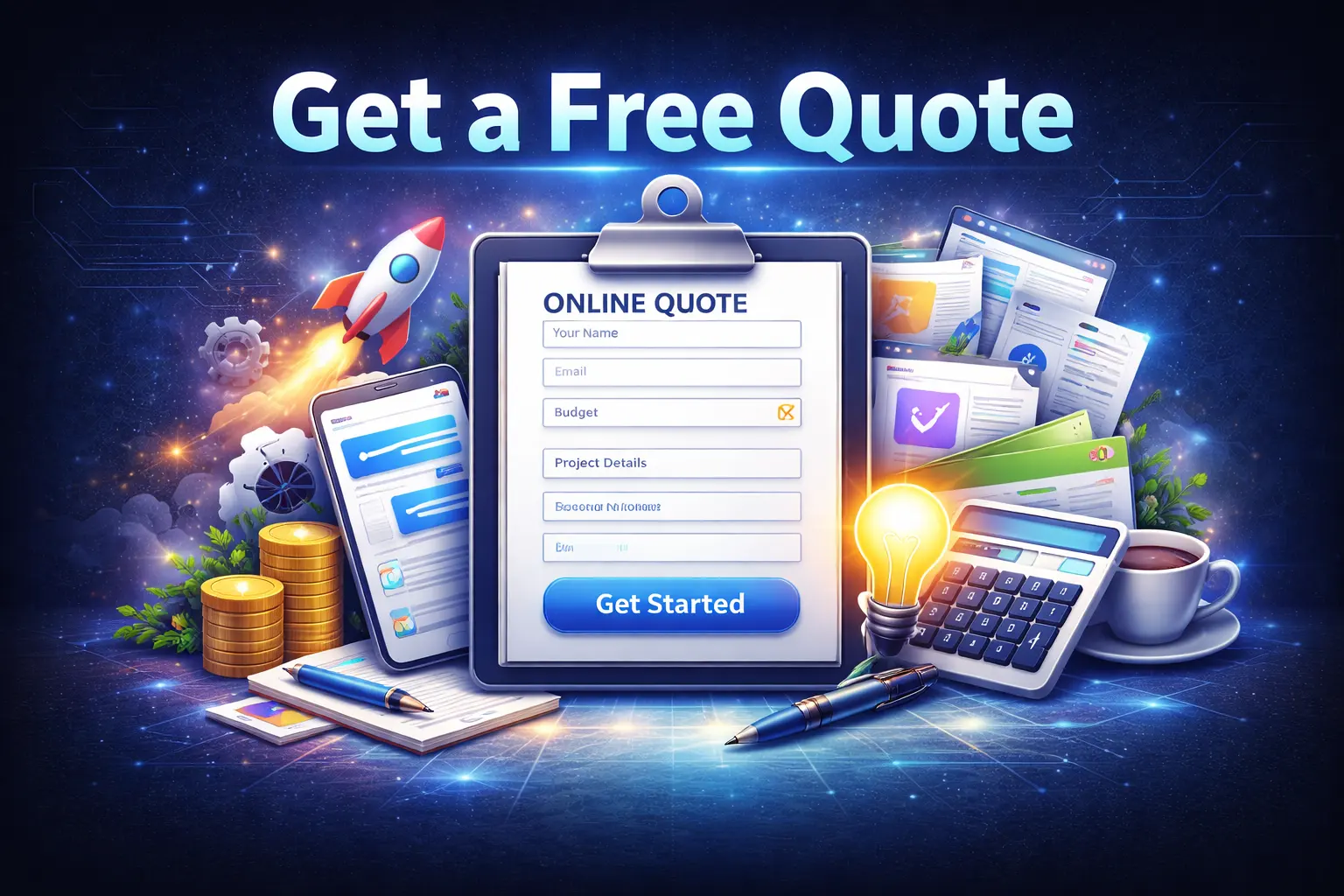 Get a free website development quote illustration from Arif Hossain