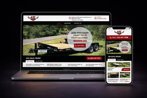Website for Route 45 trailers by Code by Arif