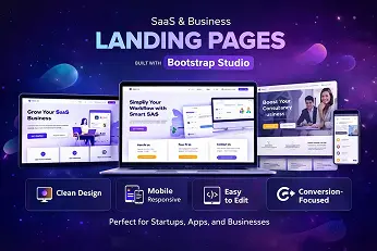 Responsive SaaS and Business Landing Page built with Bootstrap Studio