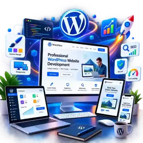 WordPress website development with responsive design, SEO, security, performance and custom development features